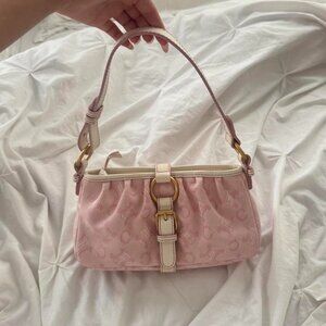 CELINE Macadam TriompheBaby Pink Canvas Shoulder Bag